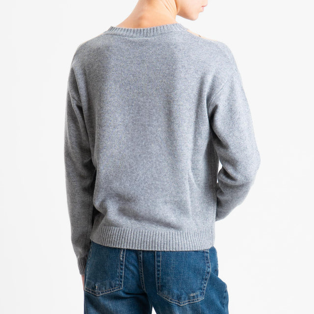 Tensione in-Maglia rombi misto cashmere - grigio/panna/camel