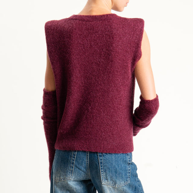 Tensione in-Maglia mohair elasticizzato spalline imbottite con manicotti - Bordeaux