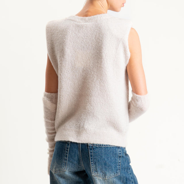 Tensione in-Maglia mohair elasticizzato spalline imbottite con manicotti - burro