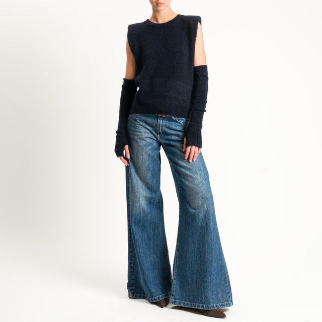 Tensione in-Maglia mohair elasticizzato con manico - nero