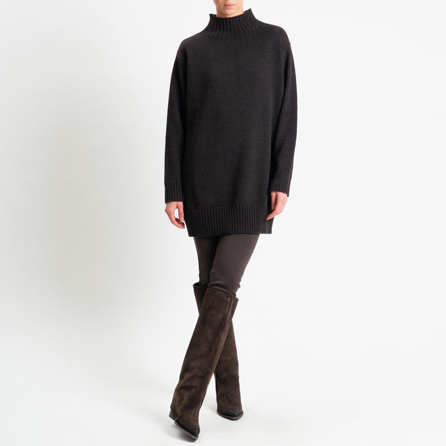 Tensione in-Maxi pull misto alpaca - moro