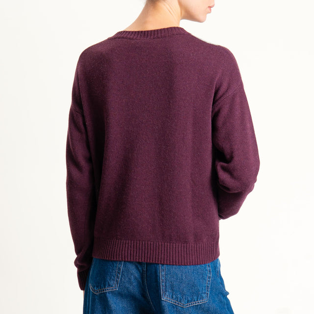 Tensione in-Maglia rombi misto cashmere scollo v - bordeaux/grigio/rosa