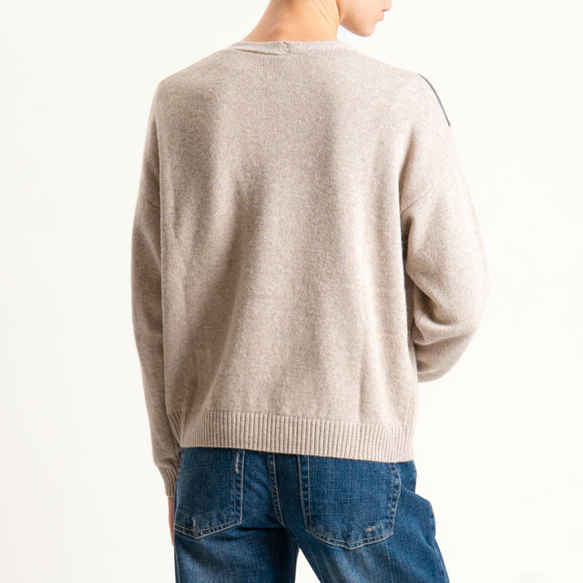 Tensione in-Cardigan rombi misto cashmere - beige/latte/antracite