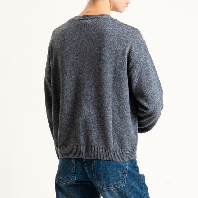 Tensione in-Cardigan rombi misto cashmere - antracite/bordeaux/beige