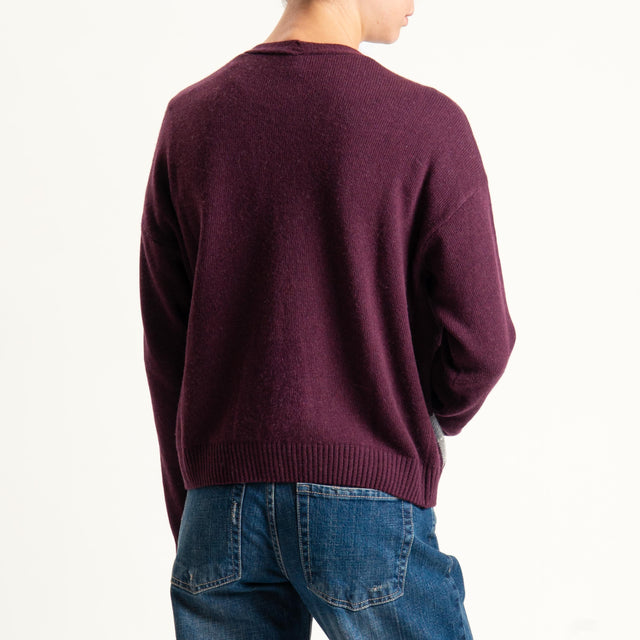 Tensione in-Cardigan rombi misto cashmere - bordeaux/grigio/rosa