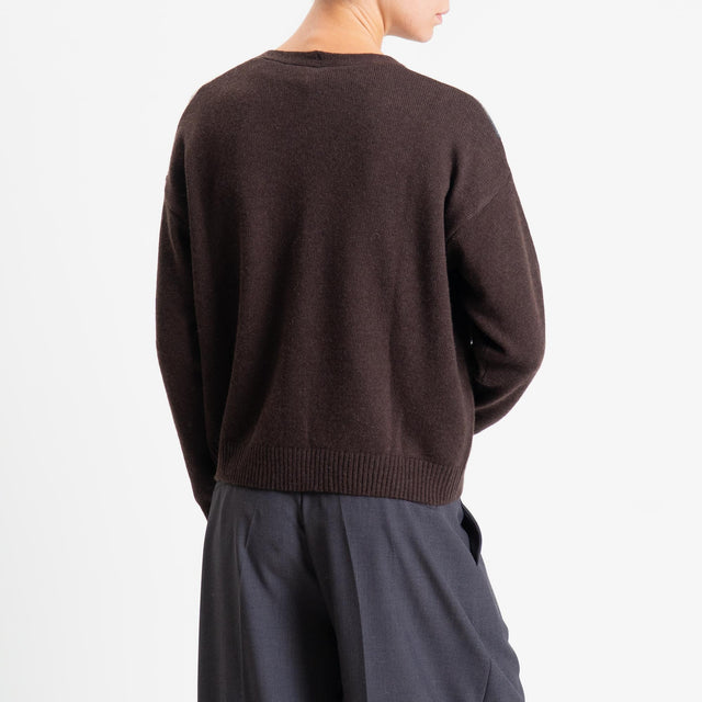 Tensione in-Cardigan rombi misto cashmere - moro/antracite/casha/bordeaux