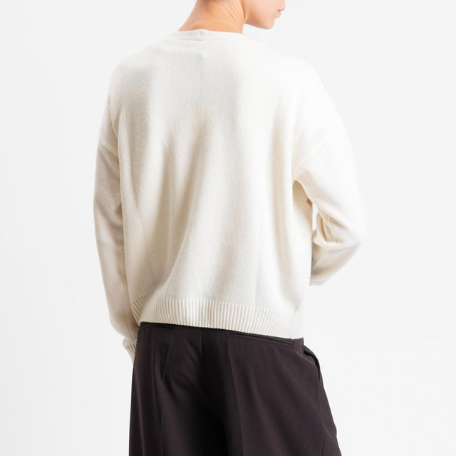 Tensione in-Cardigan rombi misto cashmere - panna/camel/moro