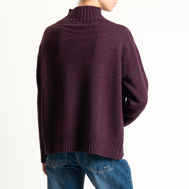 Tensione in-Maglia collo montato misto alpaca - Bordeaux