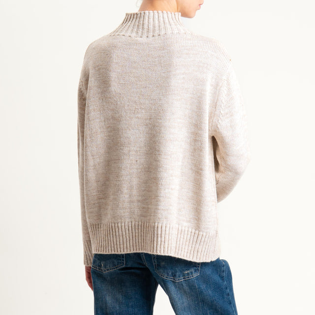 Tensione in-Maglia collo montato misto alpaca - beige