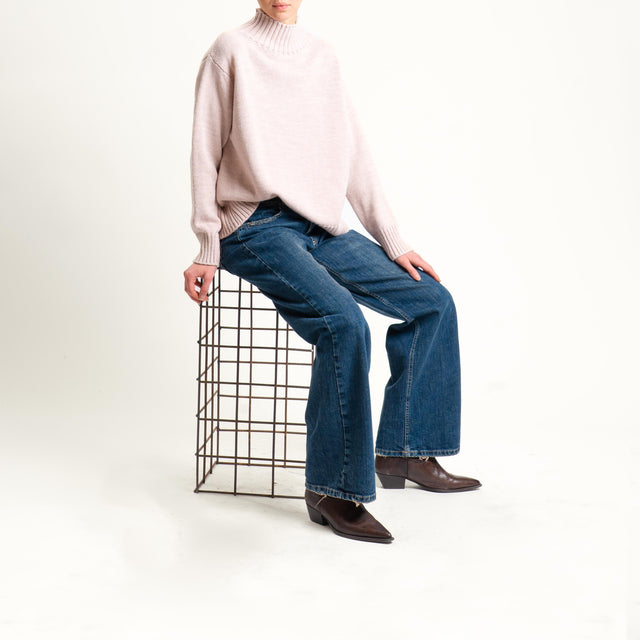 Tensione in-Maglia collo montato misto alpaca - rosa