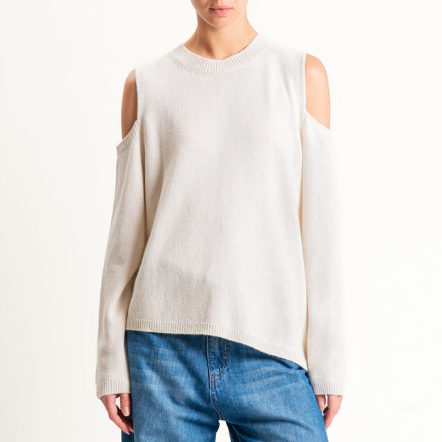 Tensione in-Maglia cut out misto cashmere - burro