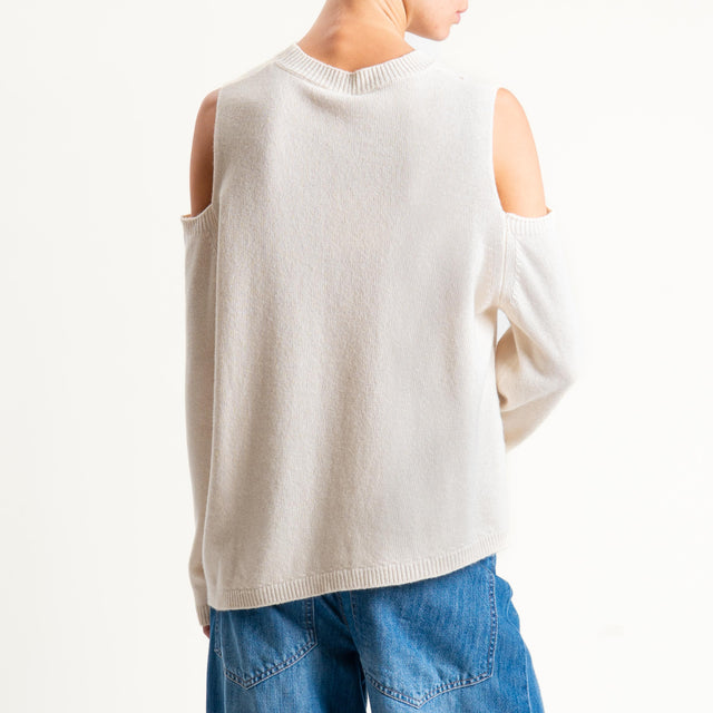 Tensione in-Maglia cut out misto cashmere - burro