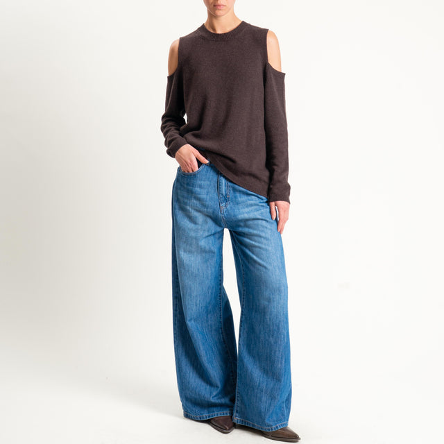 Tensione in-Maglia cut out misto cashmere - moro