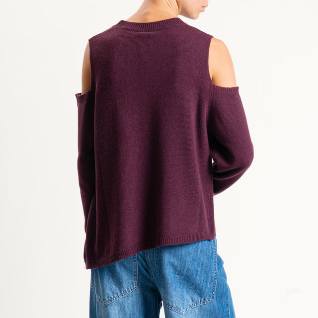 Tensione in-Maglia cut out misto cashmere - Bordeaux