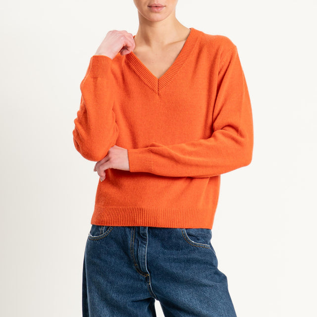 Tensione in-Maglia scollo v misto cashmere - arancio