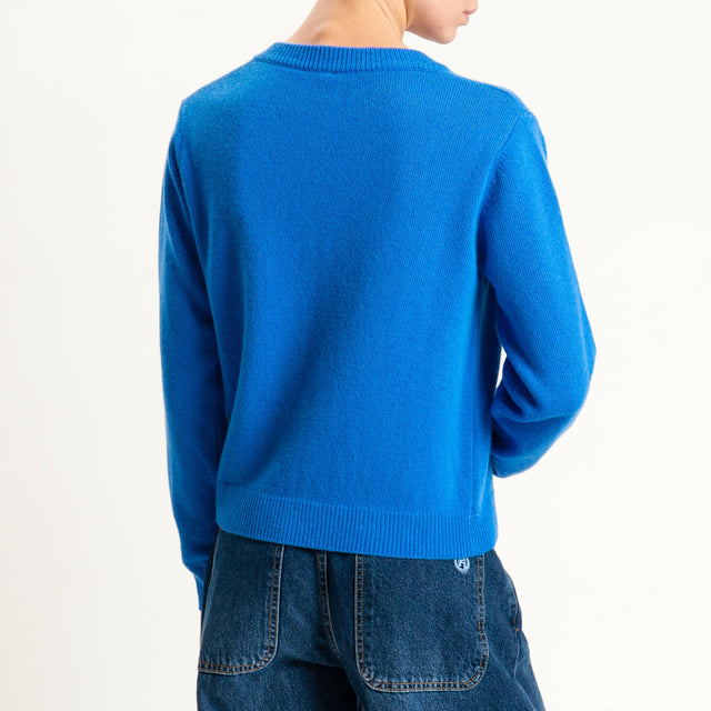 Tensione in-Maglia scollo v misto cashmere - bluette