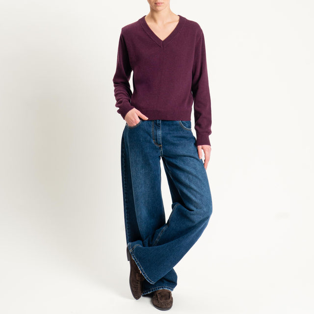 Tensione in-Maglia scollo v misto cashmere - Bordeaux