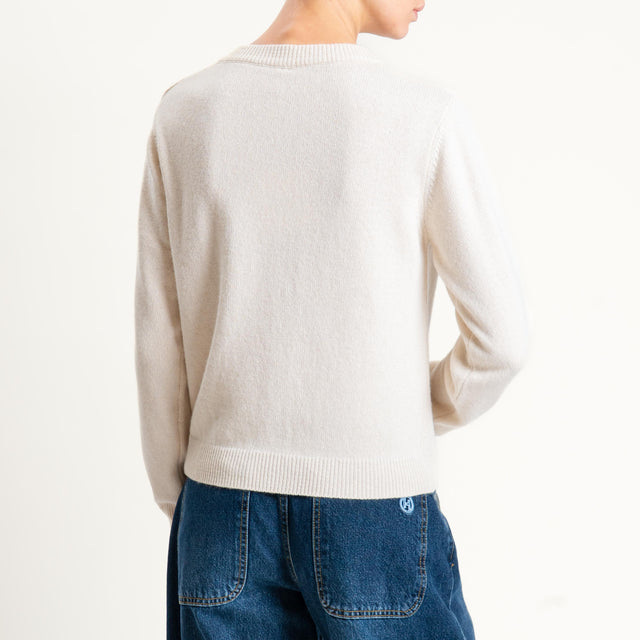 Tensione in-Maglia scollo v misto cashmere - burro