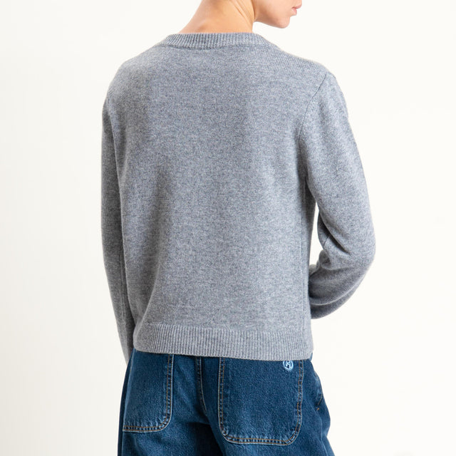 Tensione in-Maglia scollo v misto cashmere - grigio