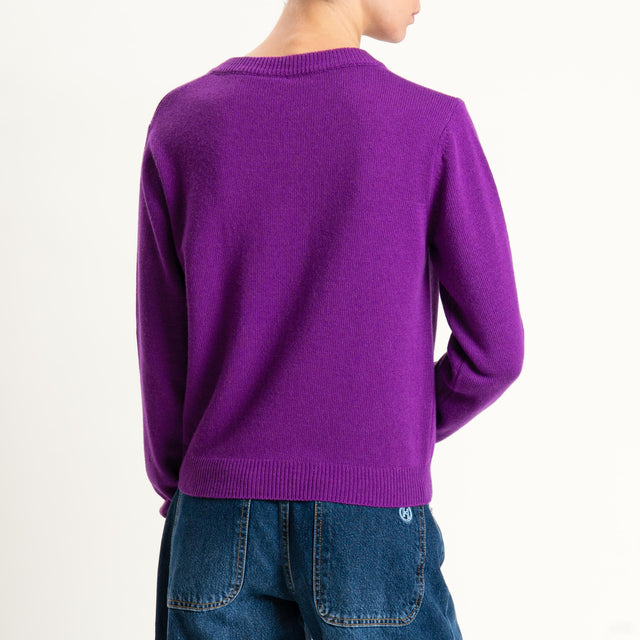 Tensione in-Maglia scollo v misto cashmere - melanzana