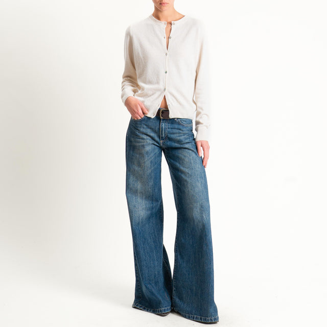 Tensione in-Cardigan girocollo misto cashmere - burro