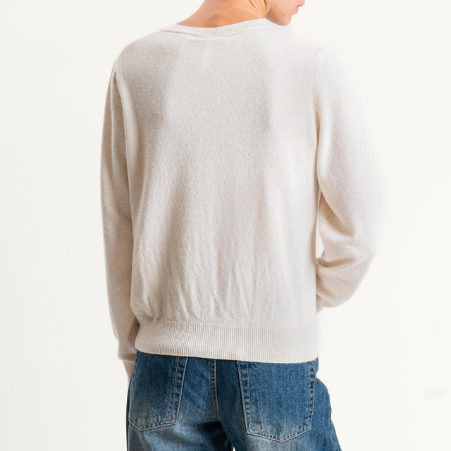 Tensione in-Cardigan girocollo misto cashmere - burro