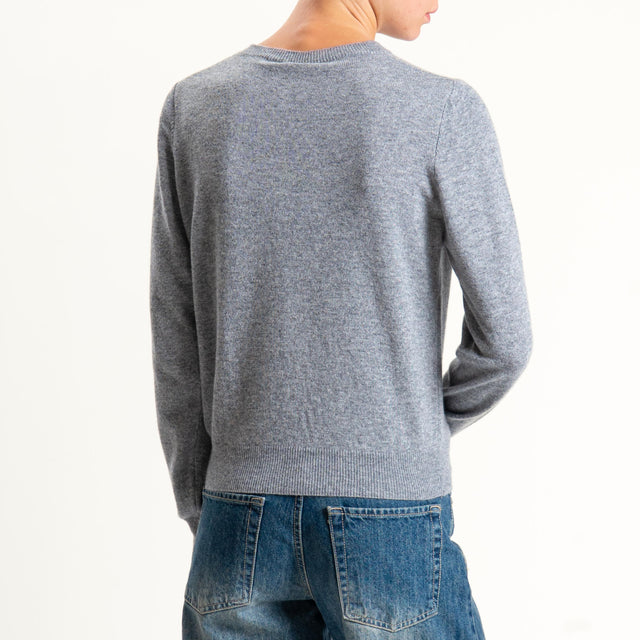 Tensione in-Cardigan girocollo misto cashmere - grigio