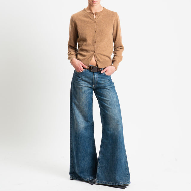 Tensione in-Cardigan girocollo misto cashmere - tabacco