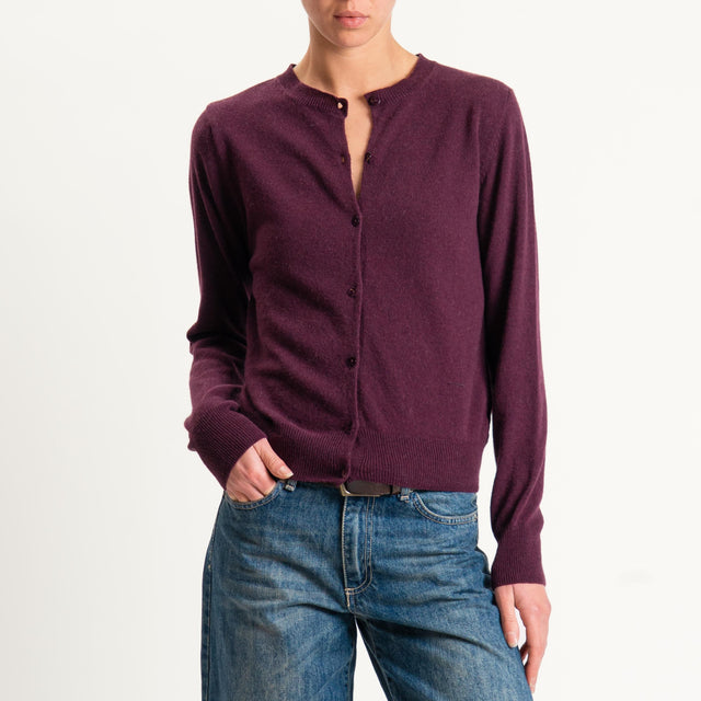 Tensione in-Cardigan girocollo misto cashmere - Bordeaux