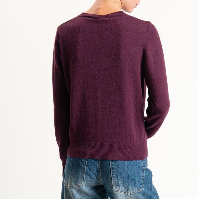 Tensione in-Cardigan girocollo misto cashmere - Bordeaux