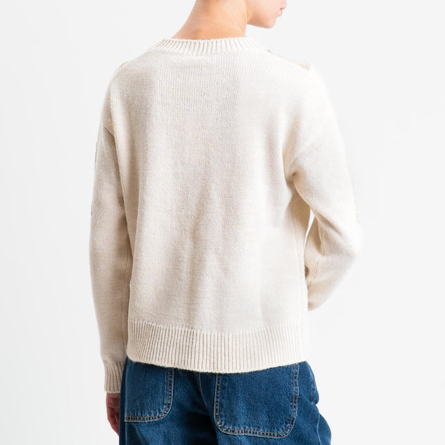 Tensione in-Maglia misto alpaca rombi lurex - ecru'/oro