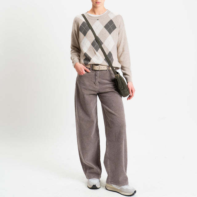 Tensione in-Maglia rombi argyle misto cashmere - casha/militare/burro/oro