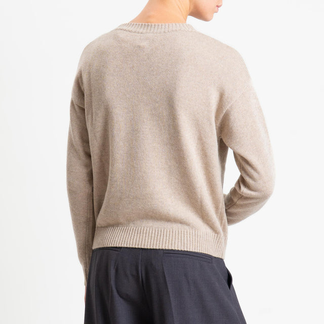 Tensione in-Maglia rombi argyle misto cashmere filo lurex - casha/panna/antracite/oro