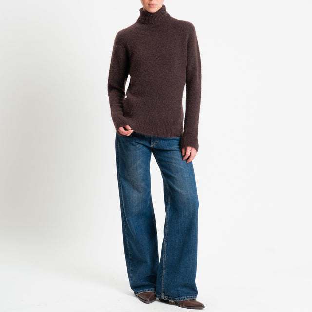 Tensione in-Maglia mohair collo alto - moro