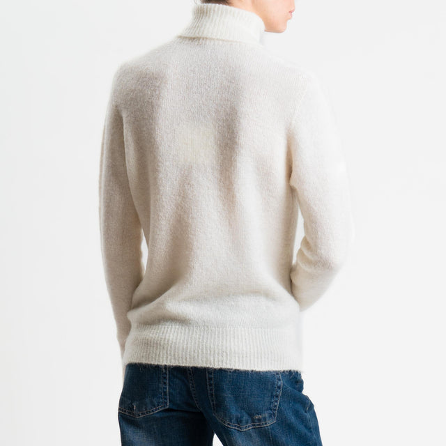 Tensione in-Maglia mohair collo alto - panna