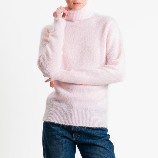Tensione in-Maglia mohair collo alto - rosa
