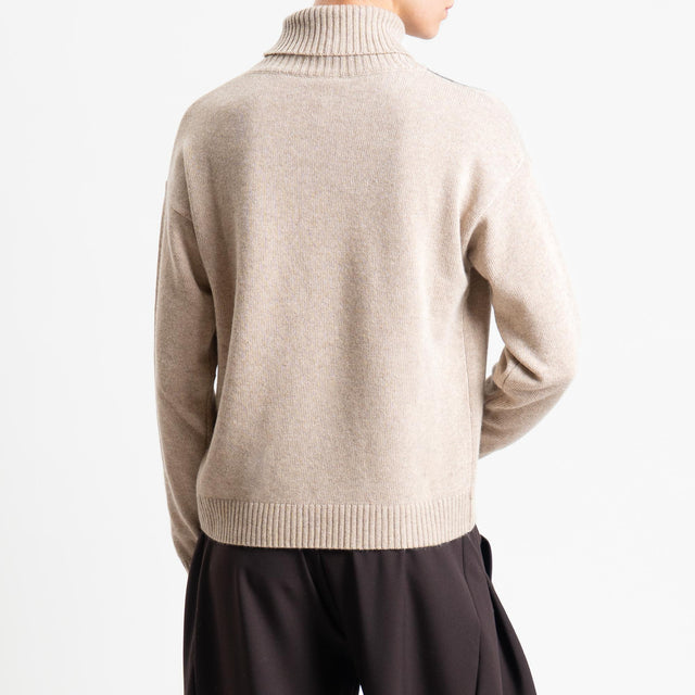 Tensione in-Maglia collo alto rombi argyle misto cashmere - beige/latte/antracite