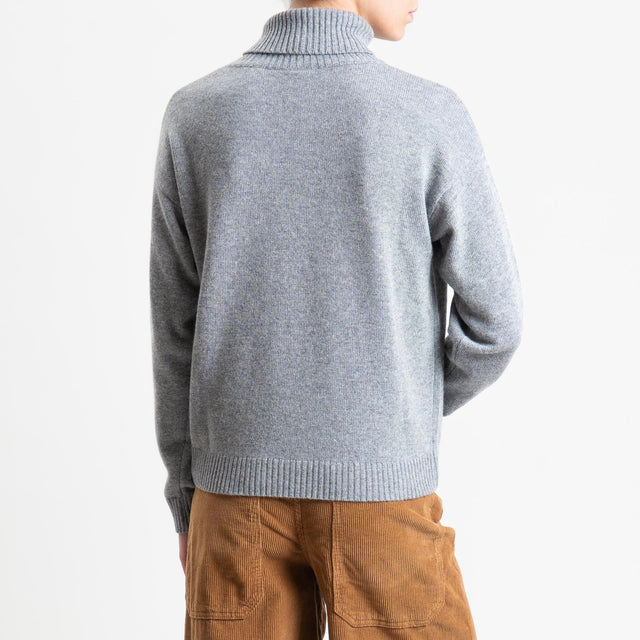 Tensione in-Maglia collo alto rombi argyle misto cashmere - grigio/latte/cuoio
