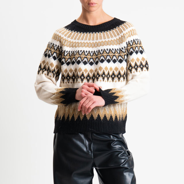 Tensione in-Maglia mohair jacqard con lurex - burro/ecru'/nero