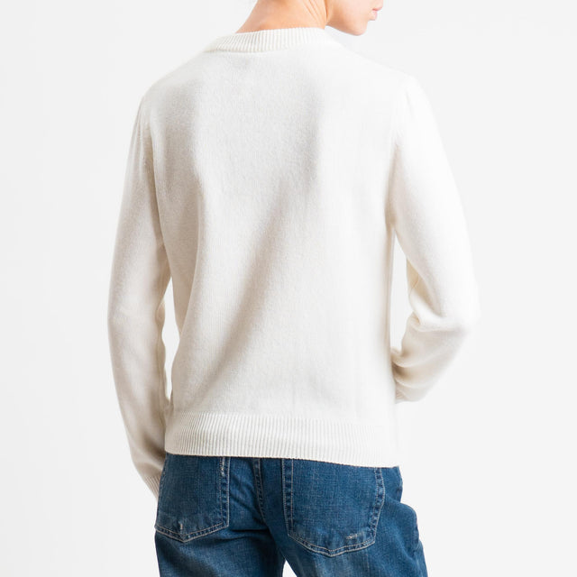 Tensione in-Maglia "SANTA SUBITO" misto cashmere - panna/nero