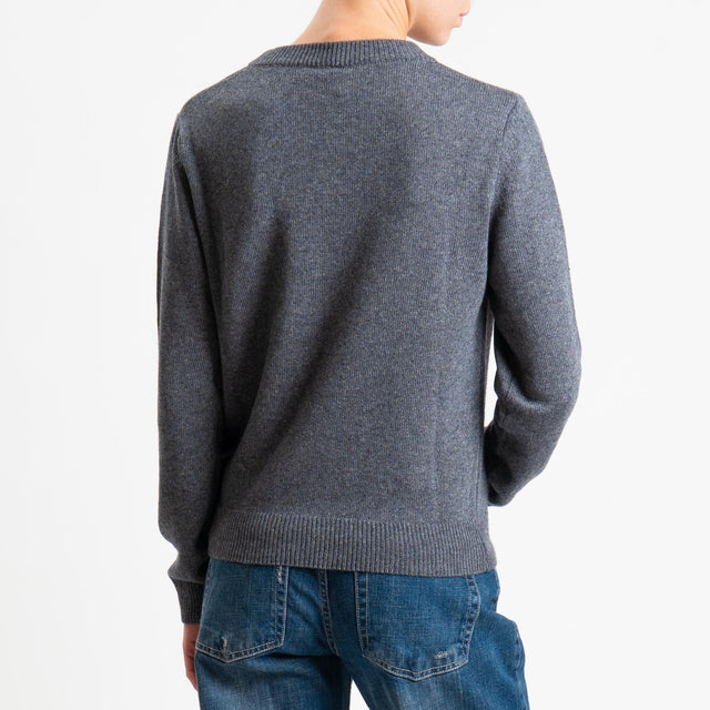 Tensione in-Maglia "SANTA SUBITO" misto cashmere - antracite/panna