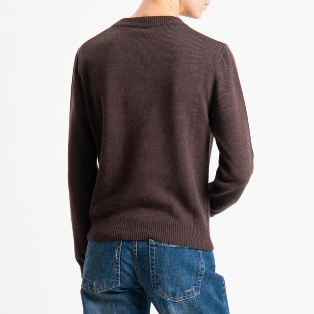 Tensione in-Maglia "SANTA SUBITO" misto cashmere - moro/cielo