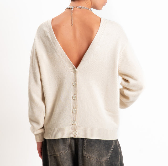 Tensione in-Cardigan doppio scollo v LANA/CASHMERE - ecru'