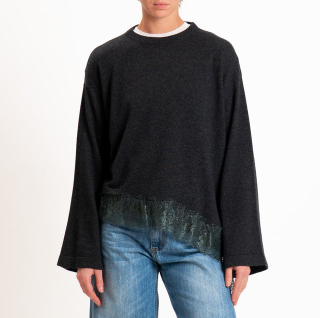 Tensione in-Maglia asimmetrica misto lana/cashmere - antracite