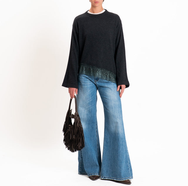 Tensione in-Maglia asimmetrica misto lana/cashmere - antracite