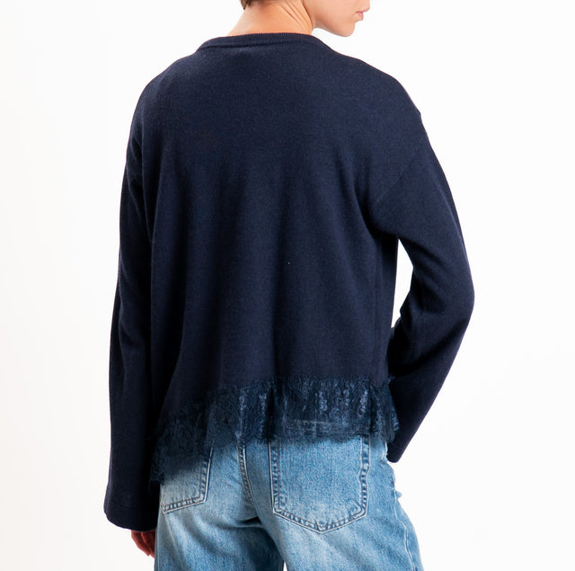 Tensione in-Maglia asimmetrica misto lana/cashmere - blu