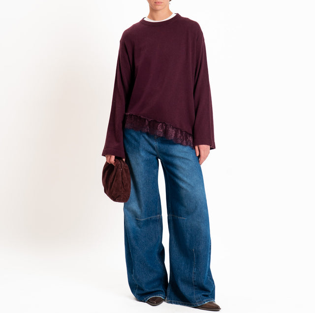 Tensione in-Maglia asimmetrica misto lana/cashmere - Bordeaux