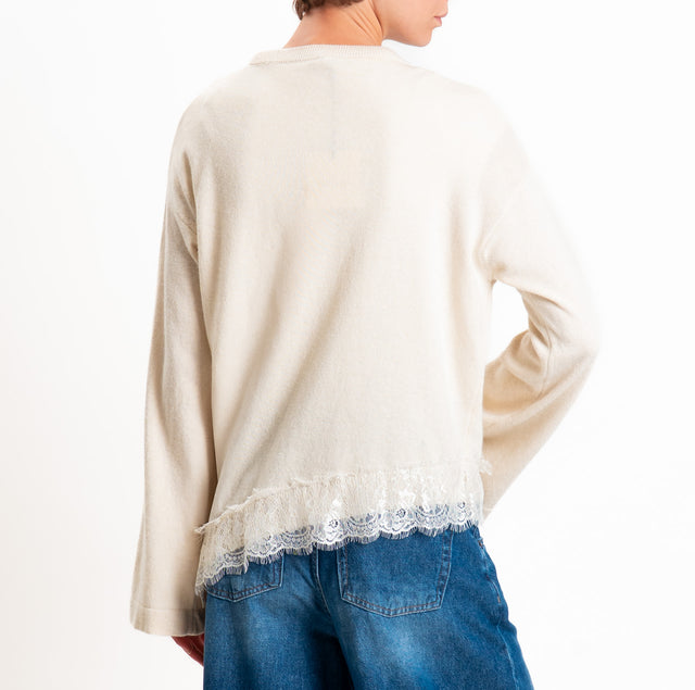 Tensione in-Maglia asimmetrica misto lana/cashmere - ecrù