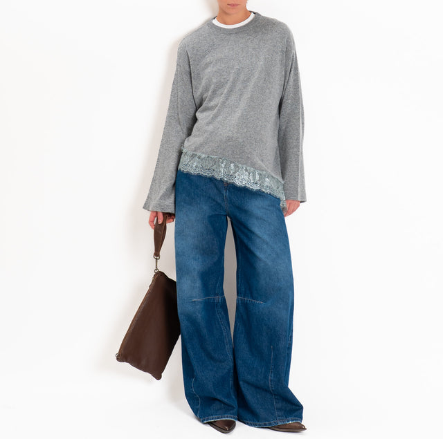 Tensione in-Maglia asimmetrica misto lana/cashmere - grigio melange