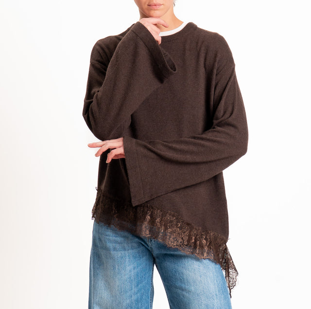 Tensione in-Maglia asimmetrica misto lana/cashmere - moro
